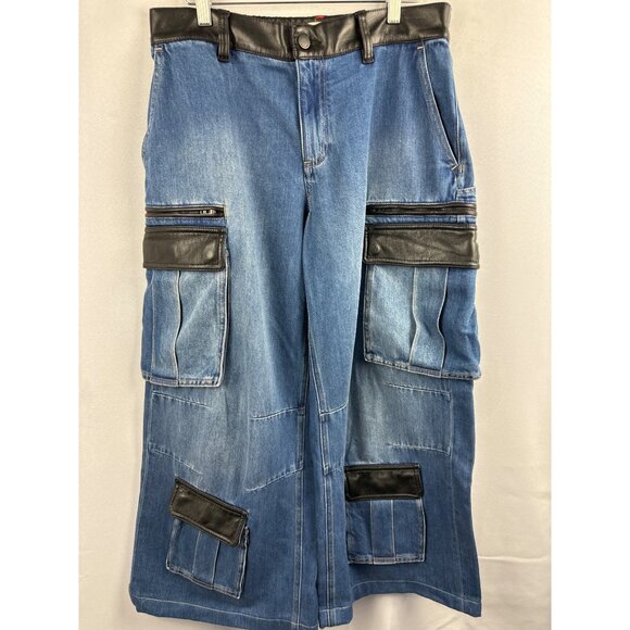 Women’s Alice + Olivia Wide Leg Joliet Cargo Jeans Sz 31 - Picture 1 of 7
